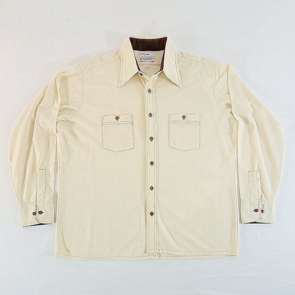 Vintage ARROW Doubler Men's 17 - 35 Button Up Polyester Shirt Contrasting Stitch - Picture 2 of 7